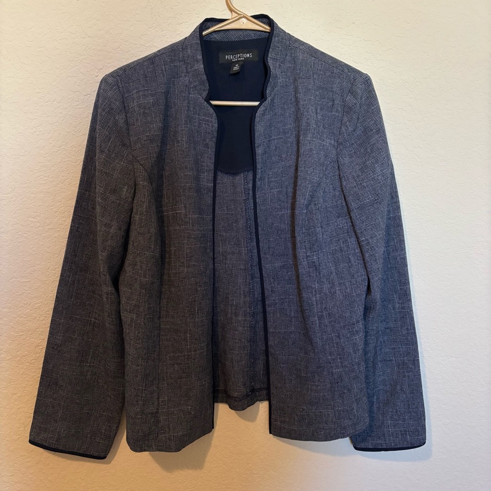 Perceptions Women’s Black Grey Lightweight Blazer, Size 12